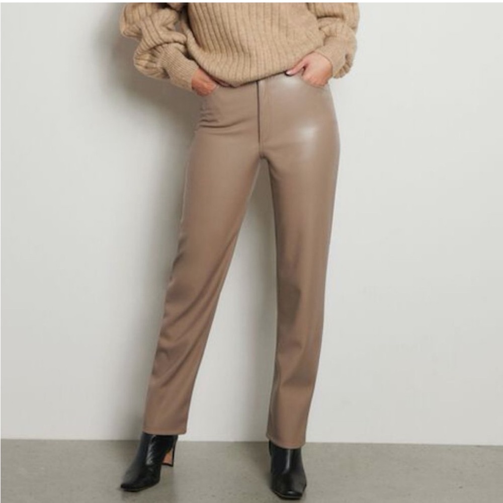 Dynamite Taupe Straight Leg faux leather Pants